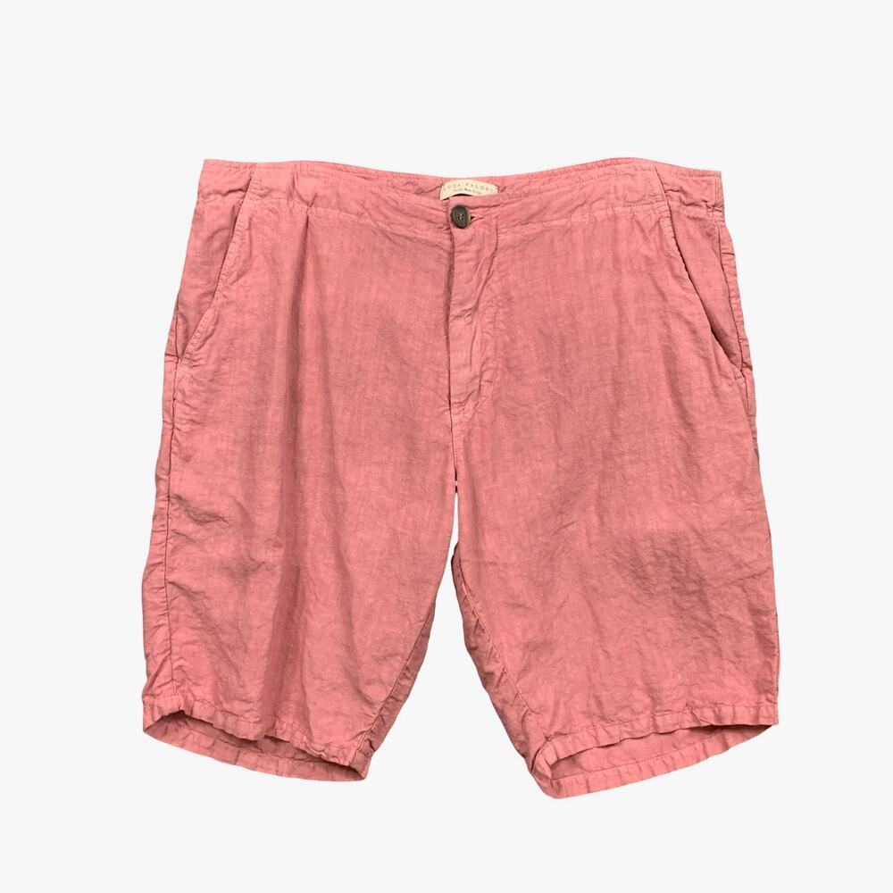 Luca Faloni Shorts Mens 38 Dusty Peach Linen 10 Inch Flat Front Lightweight Golf